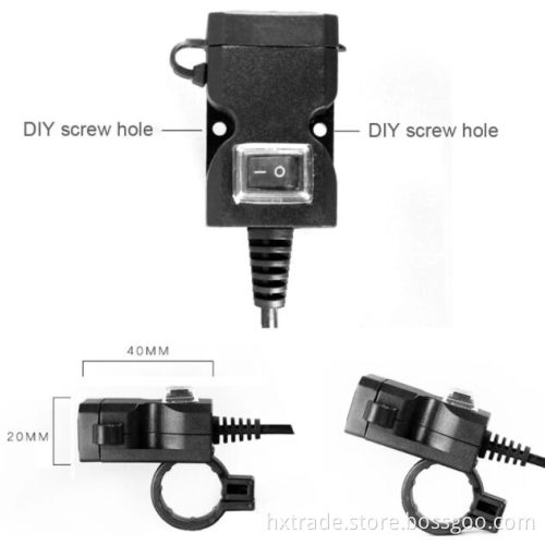 turn on-off switch waterproof silicone cover 5v 3.1a motorcycle usb charger for phone with two install mode